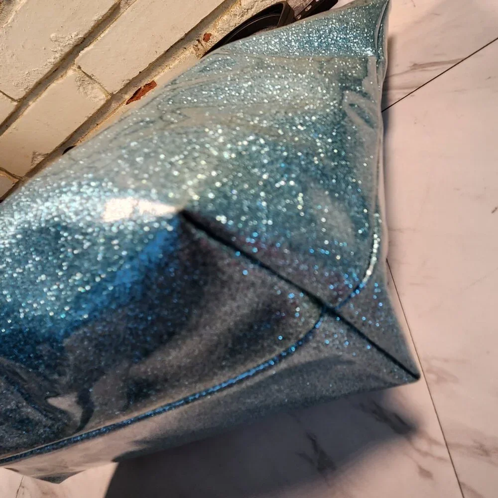 Like New Kate Spade Mavis Street Jeralyn Lakesedge Blue Glitter Tote Bag Purse - Picture 8 of 12
